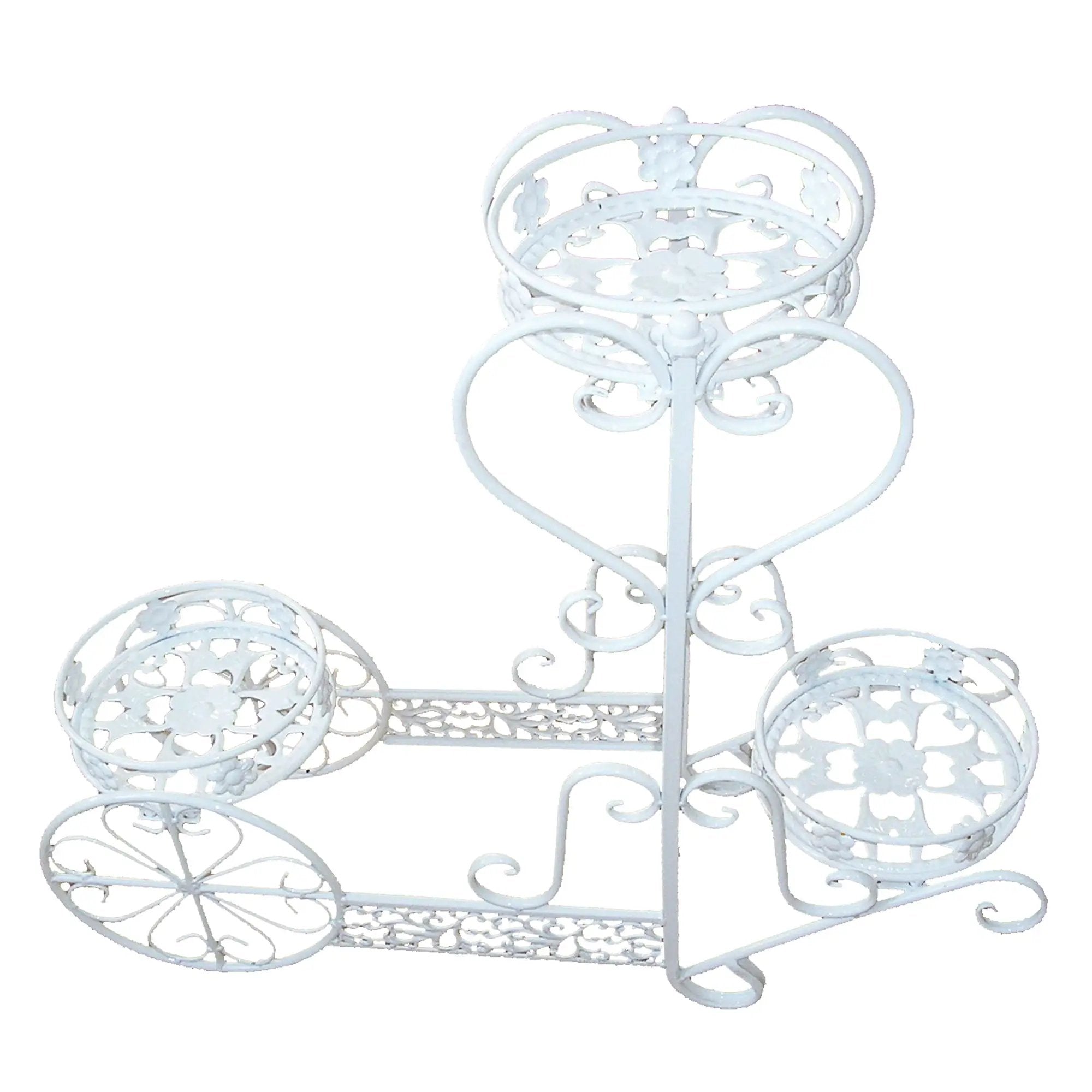 White Steel Plant Stand with Triple Round Pot Holders by Sharicks