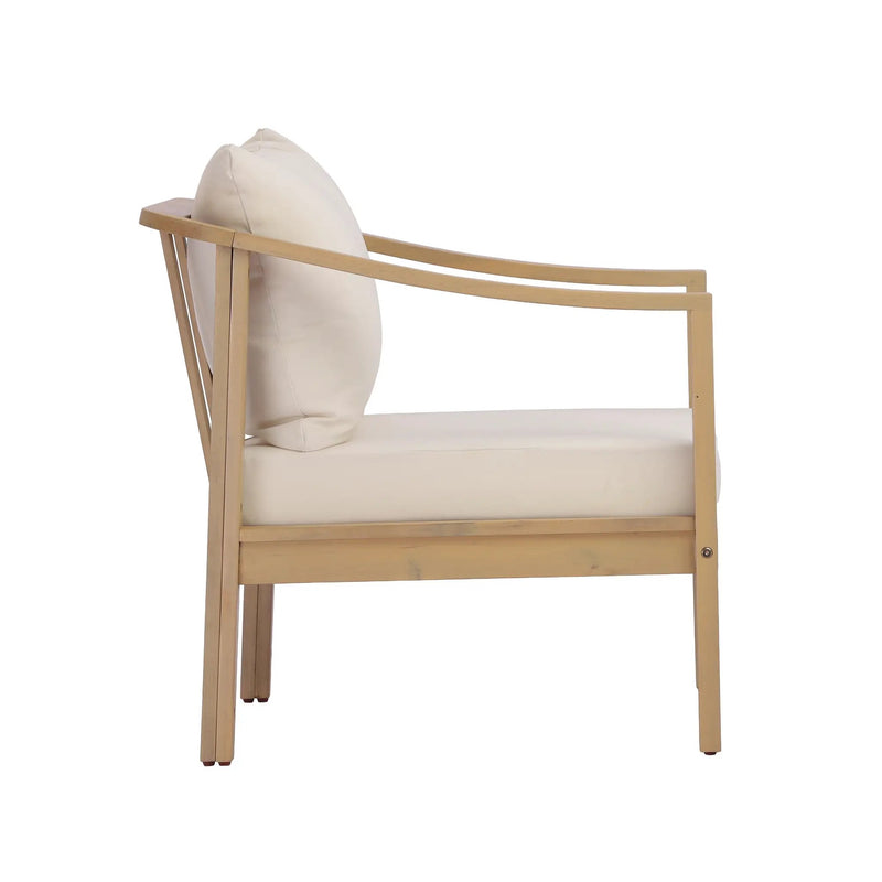 Acacia Wood Patio Furniture Club Chair with Soft Cushion by HouseOfZazla
