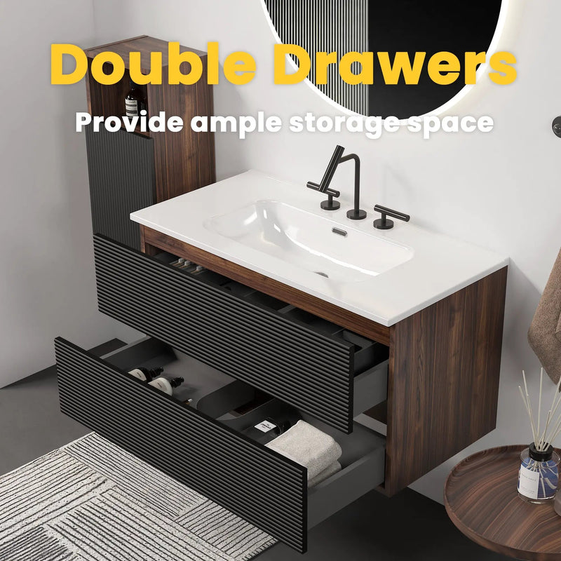 Gloria 36" Wall Mounted Soft Black Bathroom Vanity by HouseOfZazla
