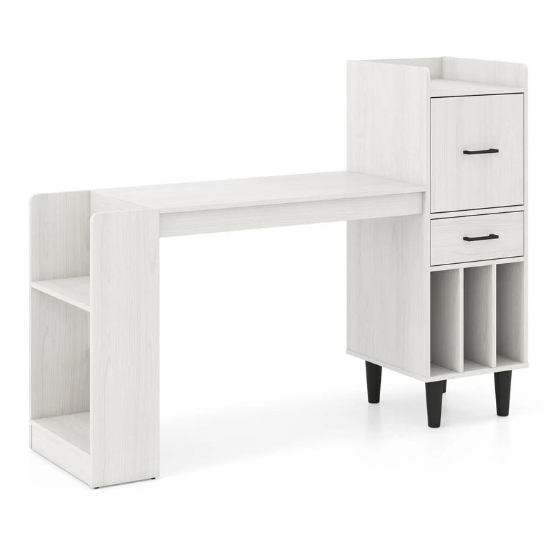 59" L-Shaped Corner Desk with Storage Shelves and Drawer by DirectDeals