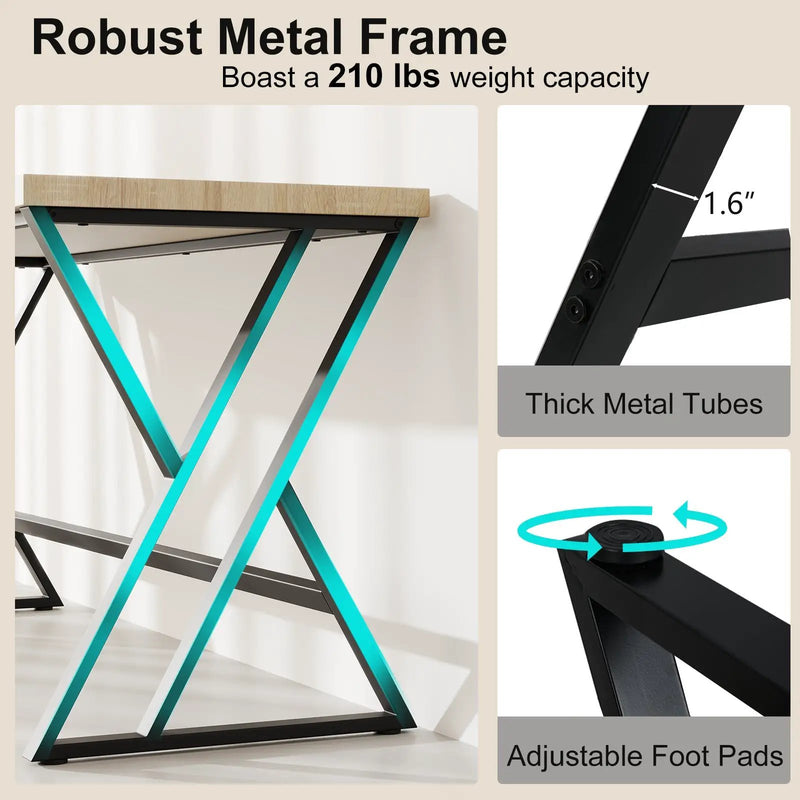 59 Inch Computer Desk with Heavy-duty Metal Frame and Crossbar-Gray by DirectDeals