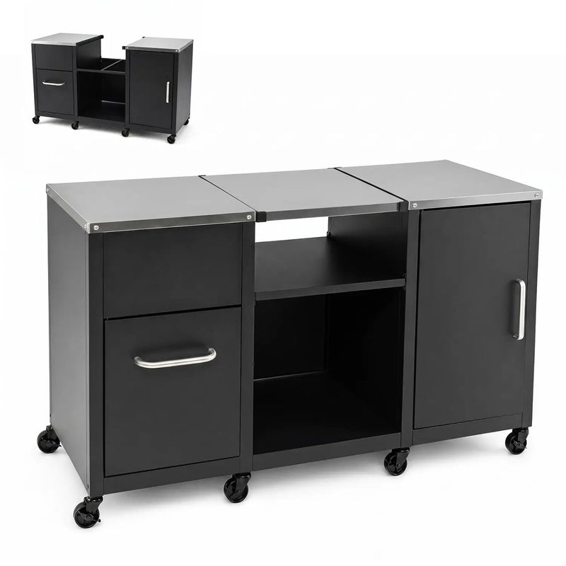 Outdoor Grill Table 59" with Removable Shelves & Storage by DirectDeals