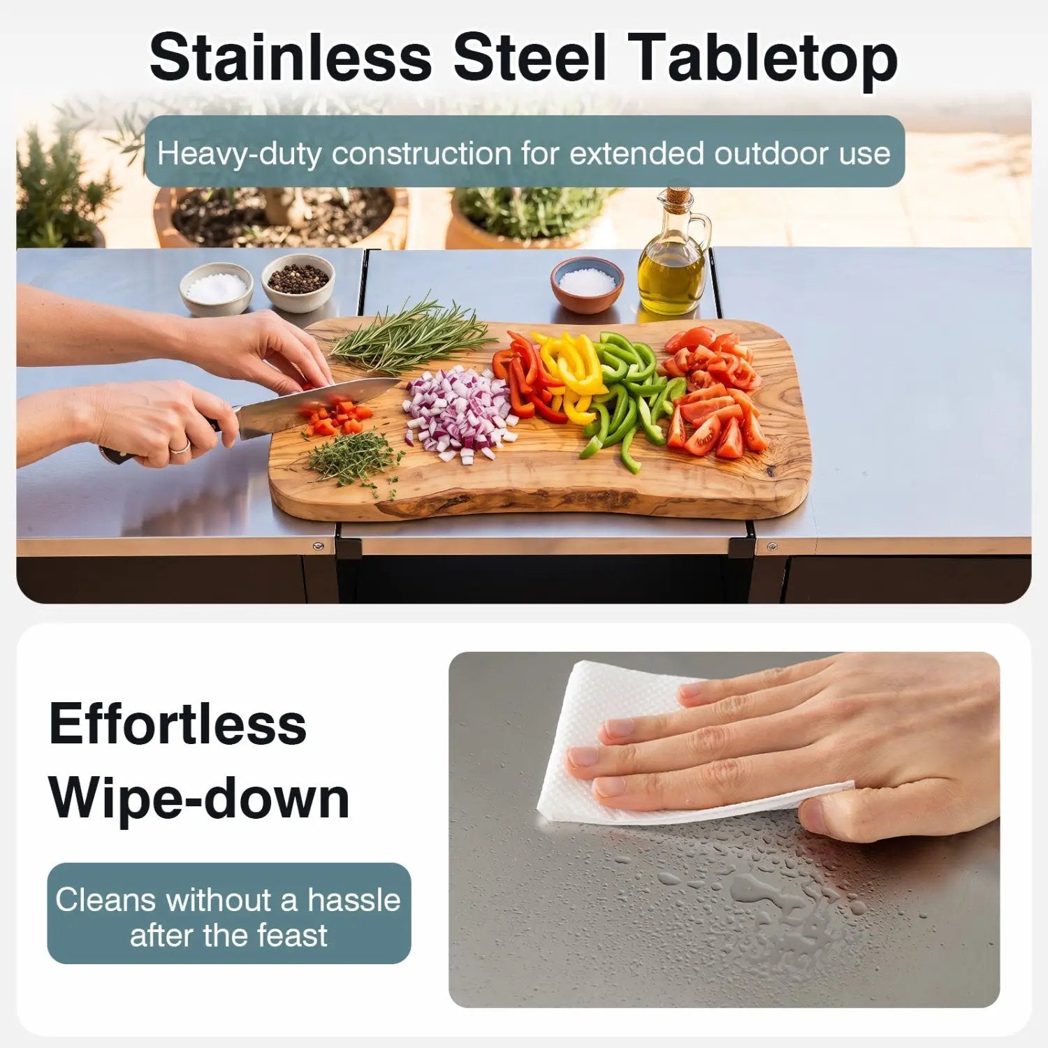 Outdoor Grill Table 59" with Removable Shelves & Storage by DirectDeals