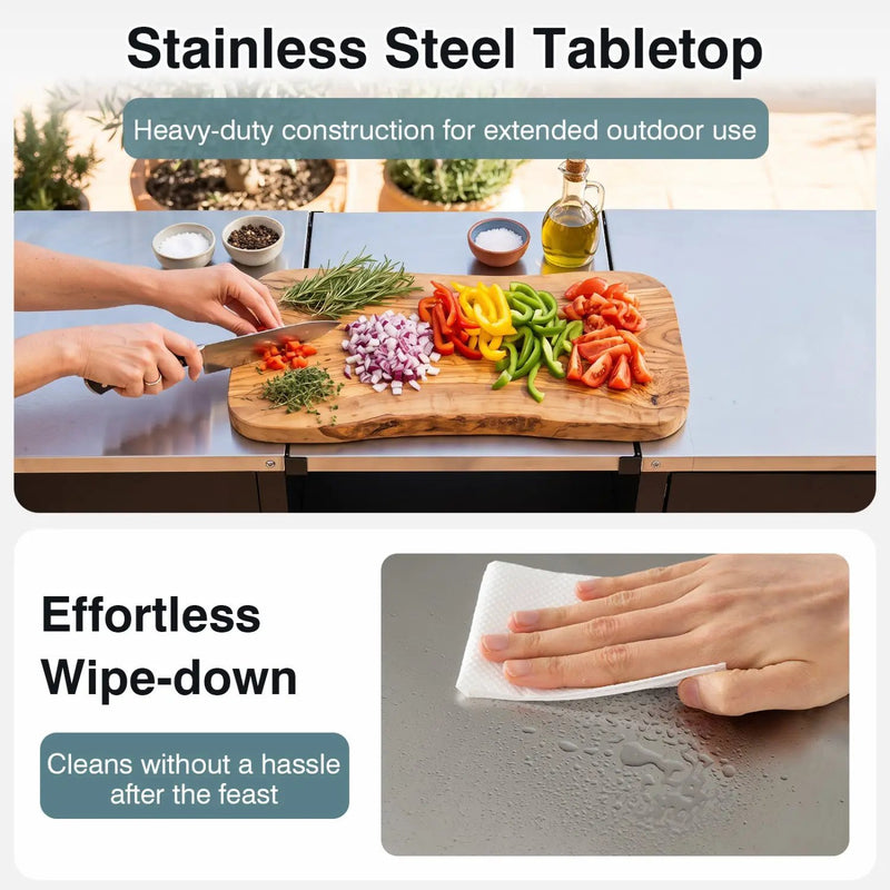 Outdoor Grill Table 59" with Removable Shelves & Storage by DirectDeals
