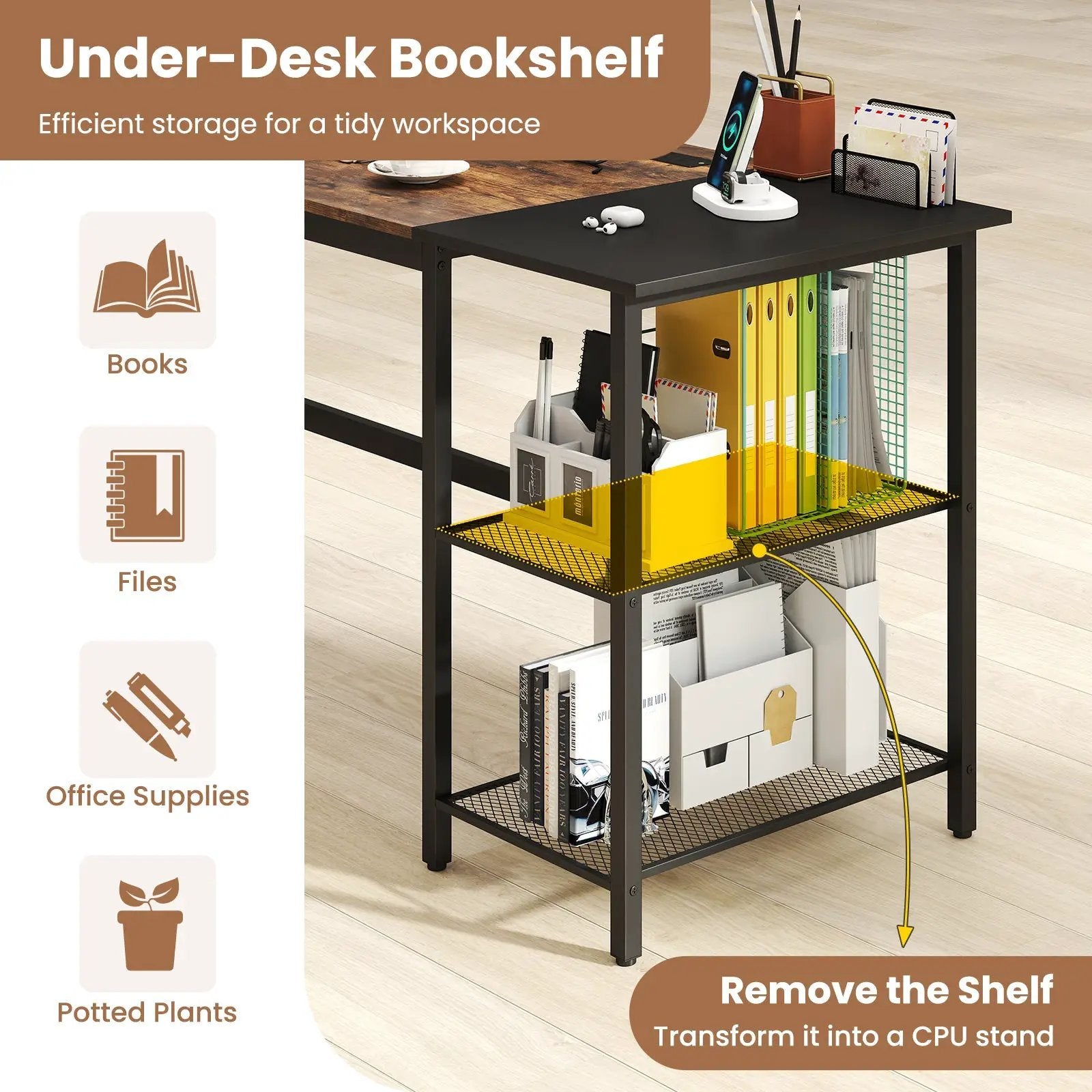 59 Inch Home Office Computer Desk with Removable Storage Shelves by DirectDeals