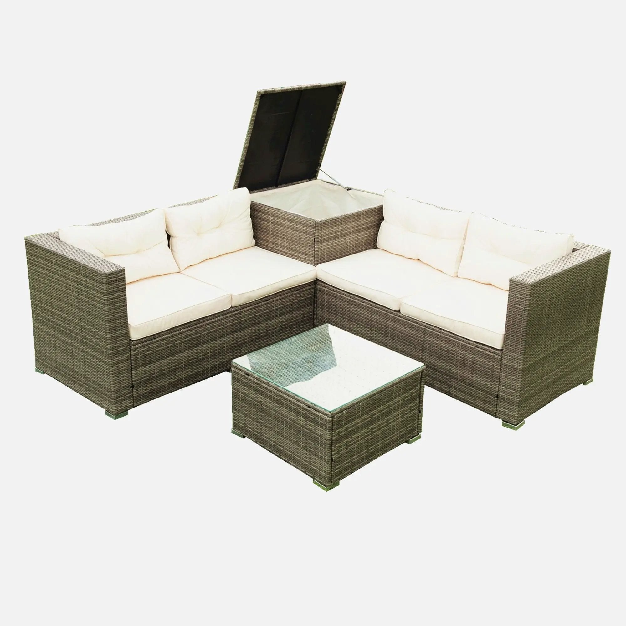 4 Piece Patio Sectional Wicker Rattan Outdoor Furniture Sofa Set With Storage Box by HouseOfZazla