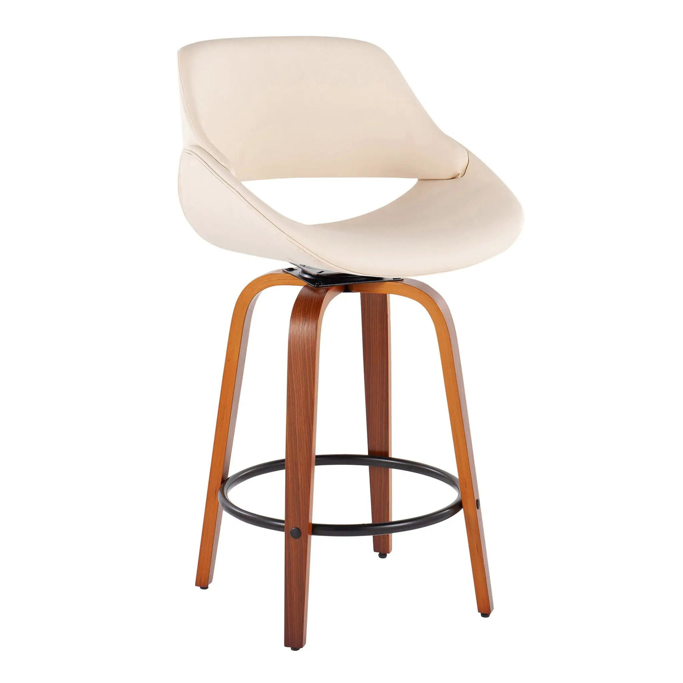 Fabrico - Mid Century Modern Fixed Height Counter Stool And Round Footrest (Set of 2) by HouseOfZazla