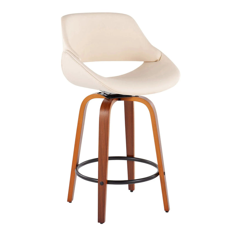 Fabrico - Mid Century Modern Fixed Height Counter Stool And Round Footrest (Set of 2) by HouseOfZazla