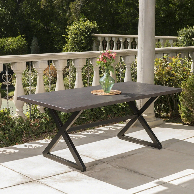 Rolando Outdoor Aluminum Dining Table with Steel Frame by HouseOfZazla