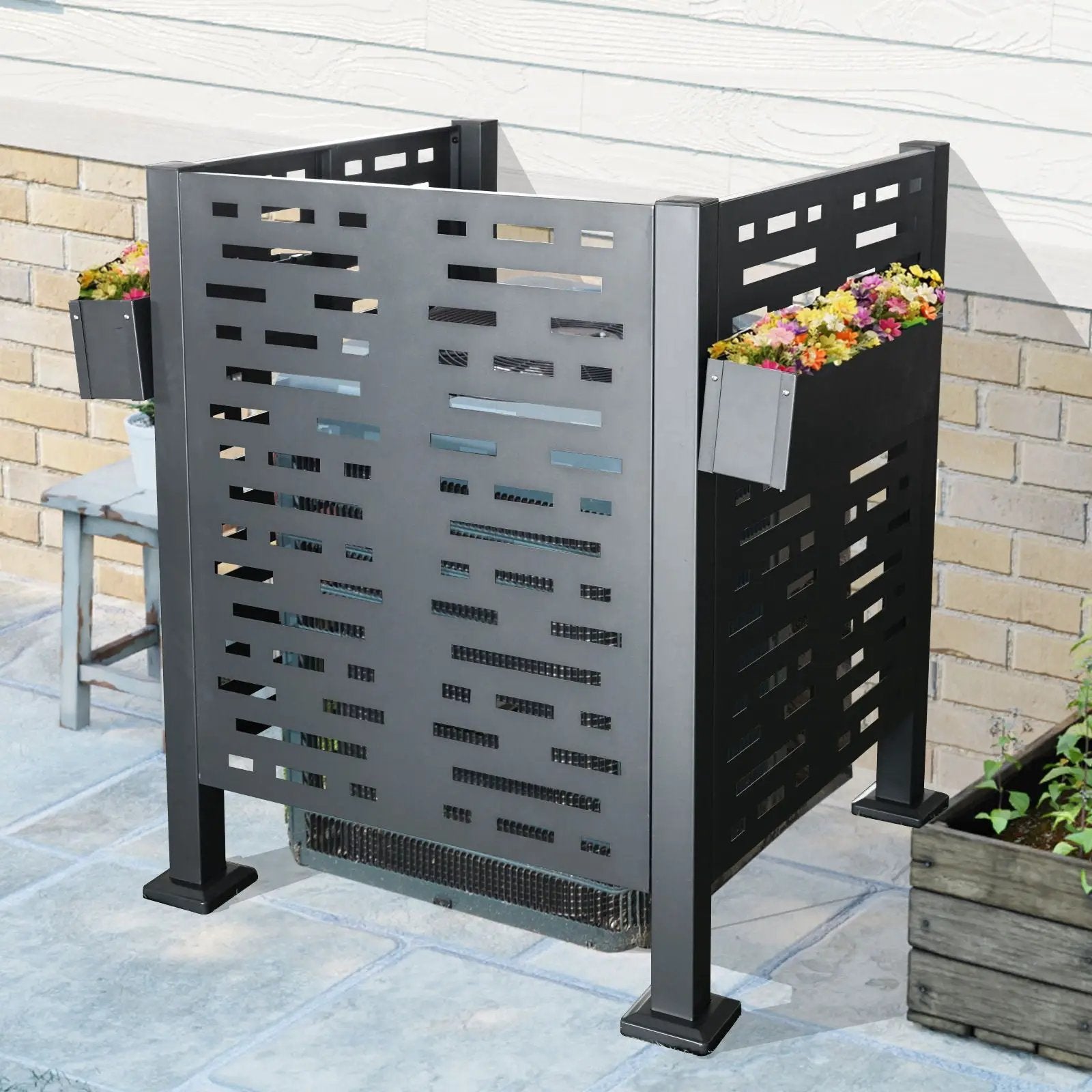 Air Conditioner Fence For Outdoor Units, Metal Privacy Fence Cover, Perfect To Conceal Air Conditioning Units, 3 Fence Panel by HouseOfZazla