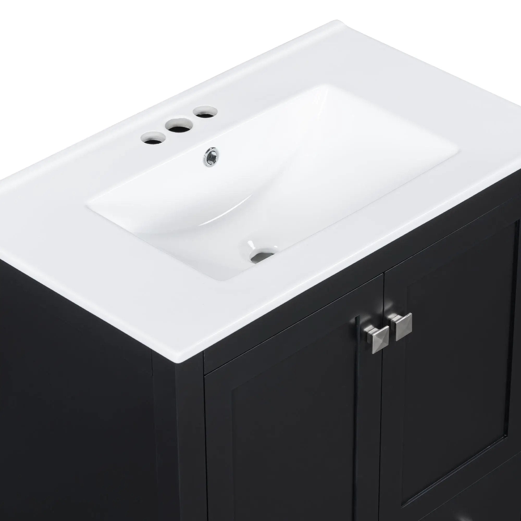 Bathroom Vanity With Single Sink, Combo Cabinet Undermount Sink, Bathroom Storage Cabinet With Two Doors And A Drawer, Soft Closing, Multifunctional Storage, Solid Wood Frame by HouseOfZazla