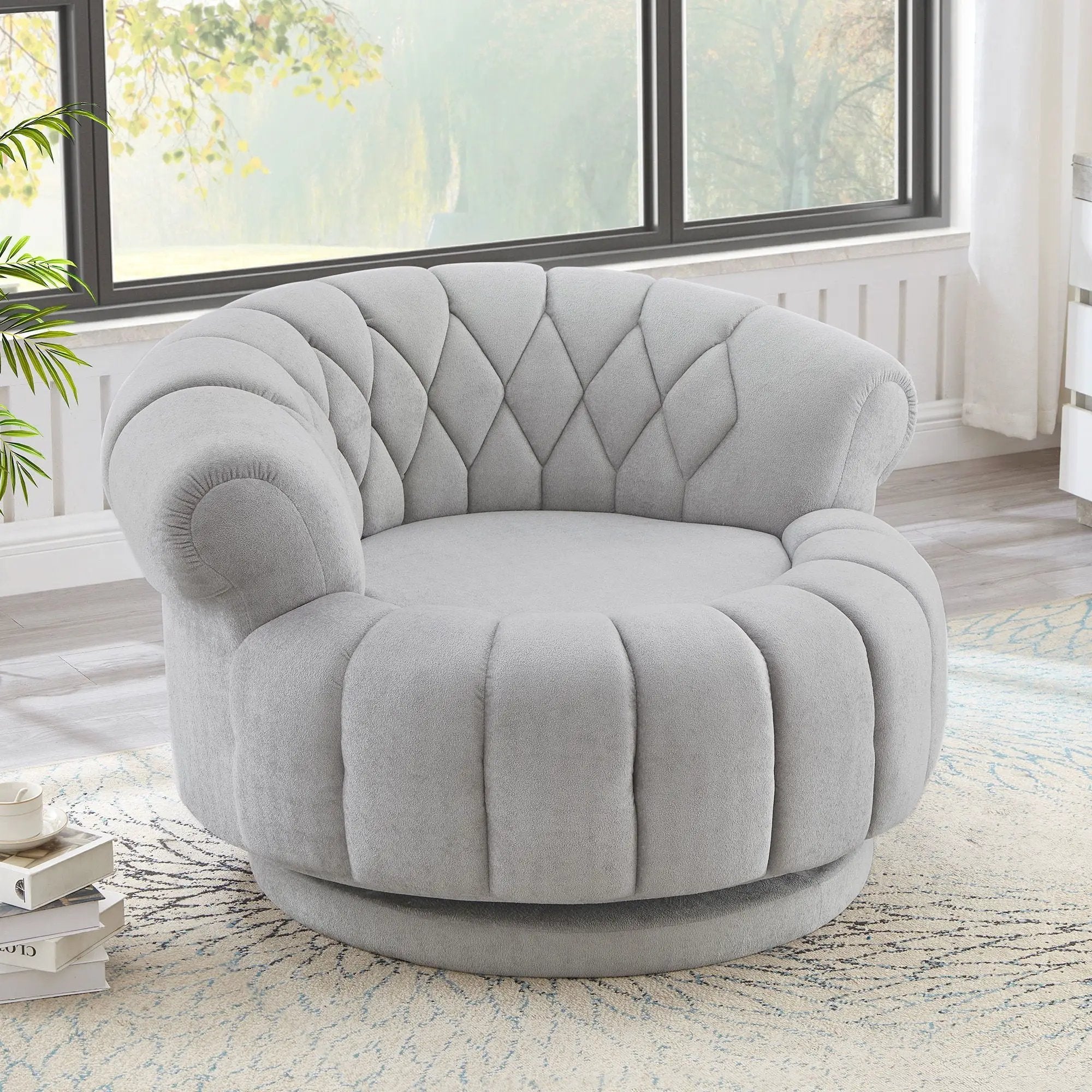 Round Swivel Accent Chair With Rotation by Unique Piece Furniture