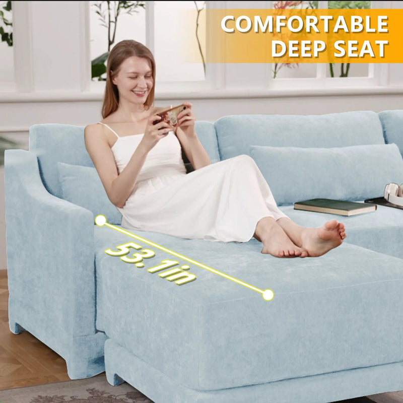 Stylish Sofa With Ottoman And Lumbar Pillows, Ergonomic Design by HouseOfZazla