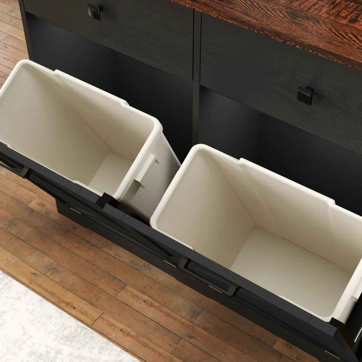 Double Tilt Out Trash Cabinet With Hideaway Drawer And Barn Door Style by HouseOfZazla