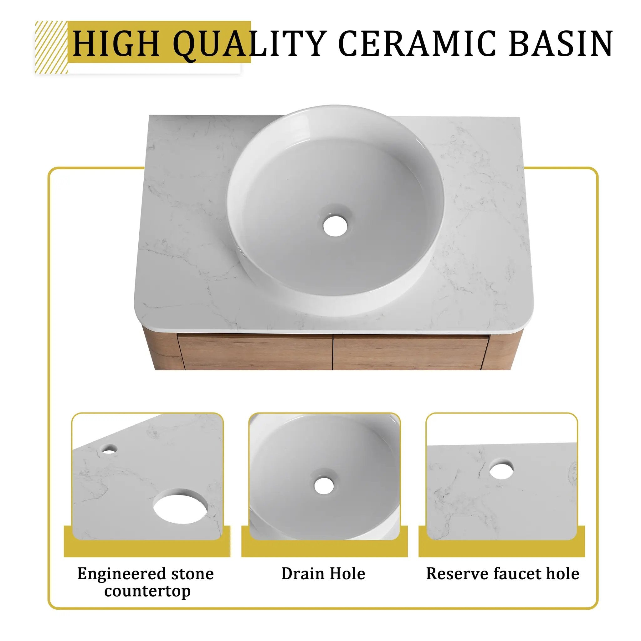 54" Wall-Mounted Bathroom Vanity With Ceramic Art Sink by HouseOfZazla