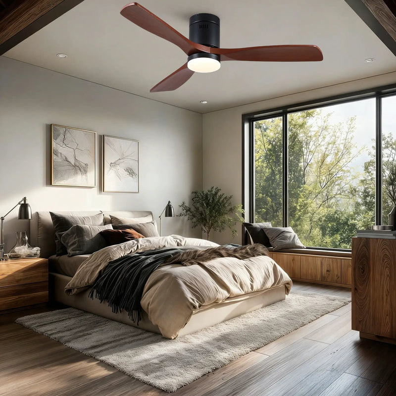 Low Profile Flush Mount Intergrated LED Ceiling Fan With Light And Silent Reversible Motor by Unique Piece Furniture