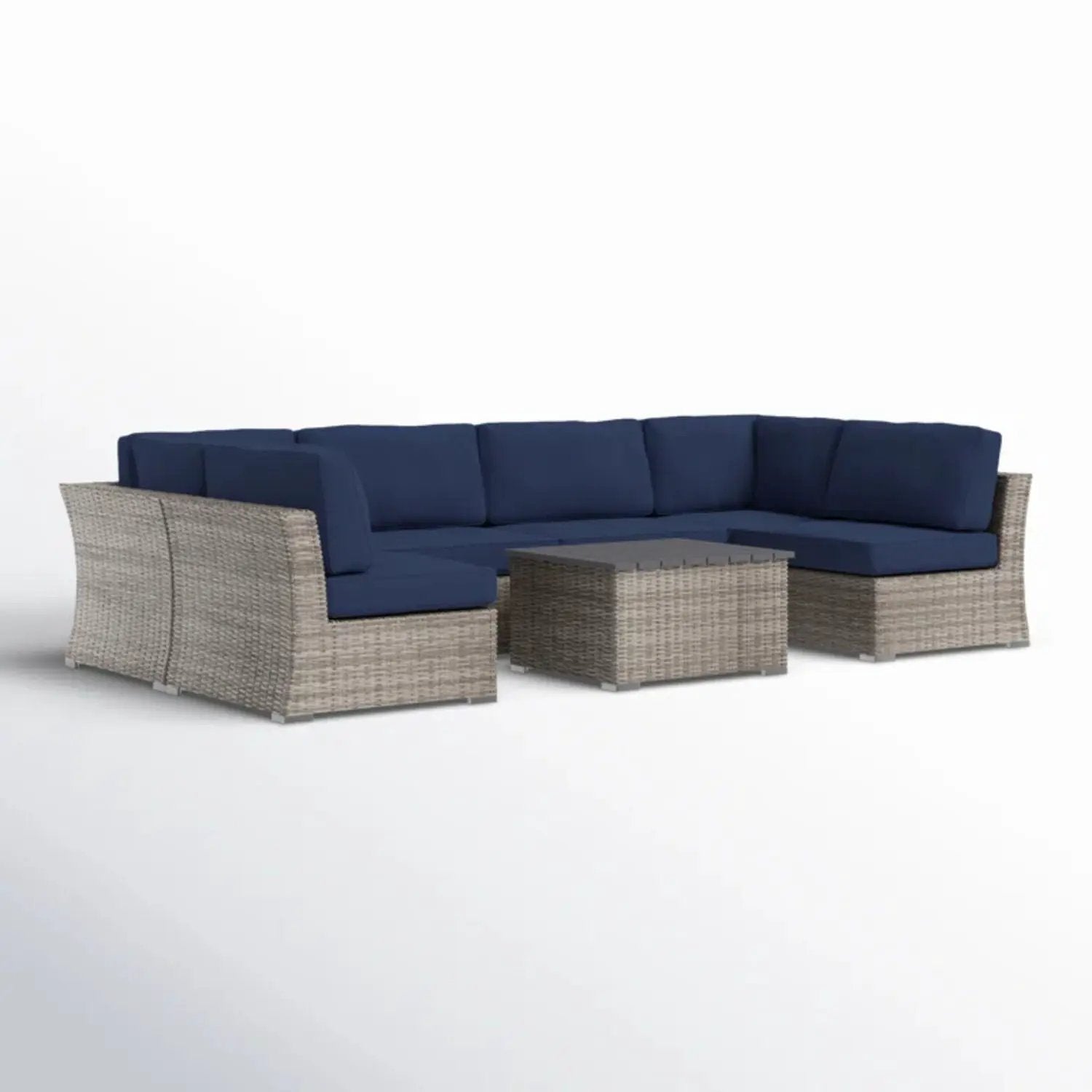 Wicker Sectional Sofa With Cushions And Table by Unique Piece Furniture