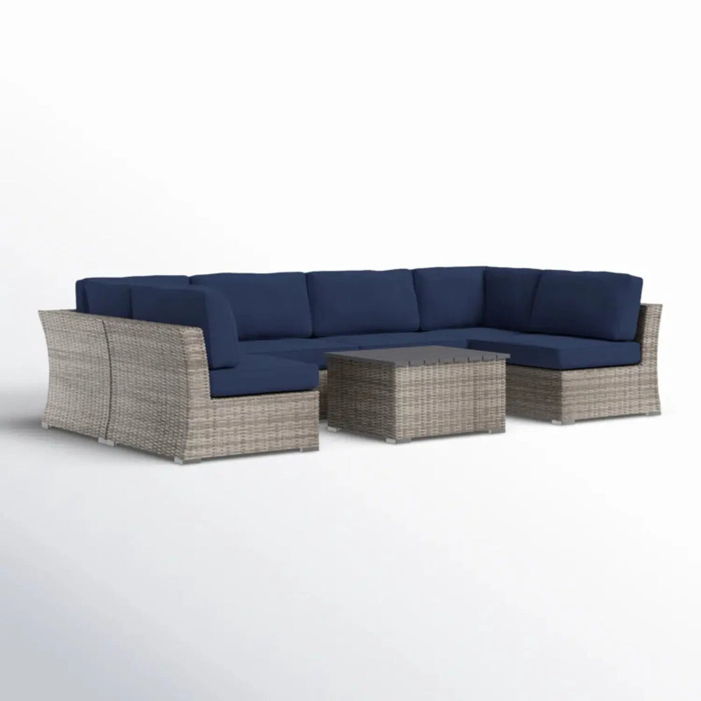 Wicker Sectional Sofa With Cushions And Table by HouseOfZazla