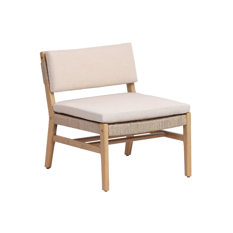 Acacia and Rope Lounge Chair with Water-Repellent Cushions - Beige, photo 5 of 10