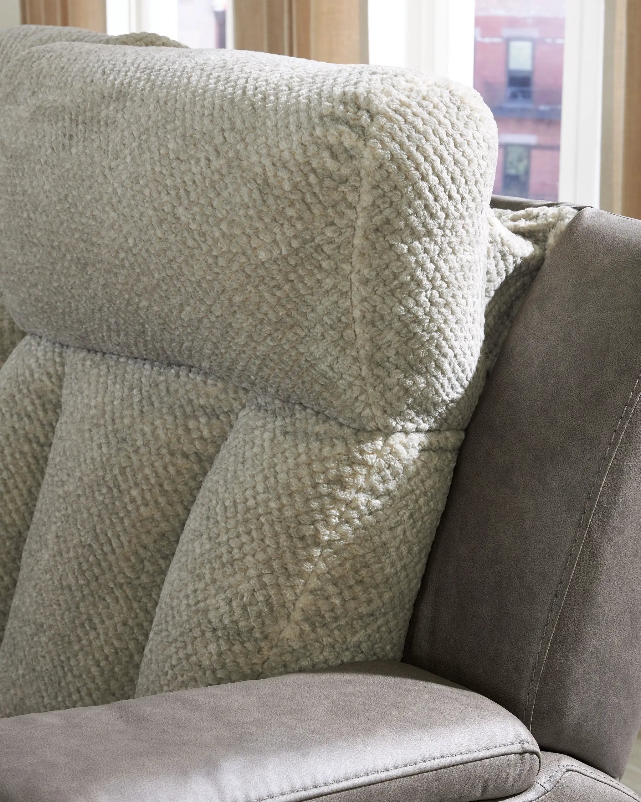 WhipLash - Power Reclining Loveseat With Console / Adj Headrest - Sisal by Unique Piece Furniture