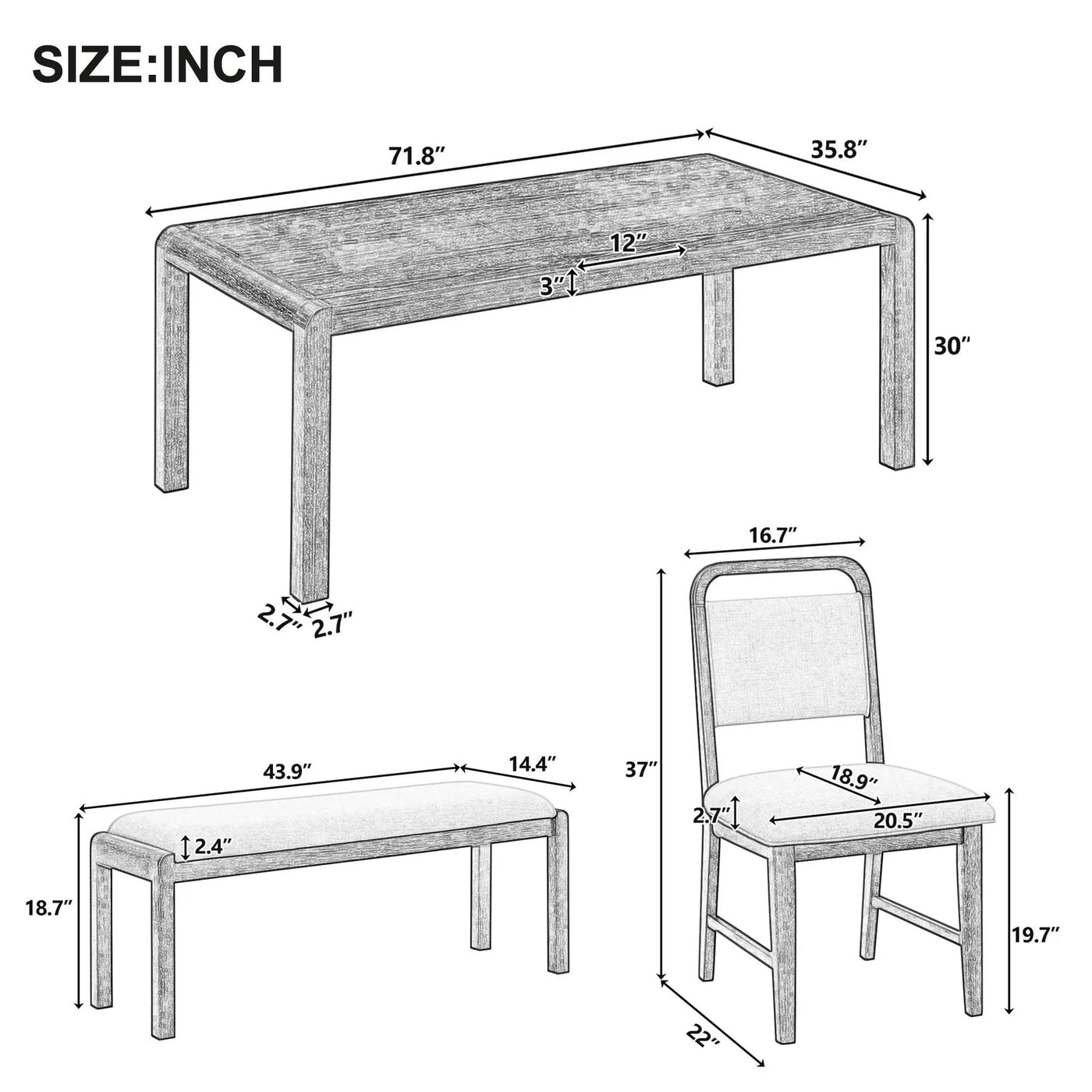 Extendable Dining Table Set With 4 Upholstered Chairs And 1 Bench by HouseOfZazla