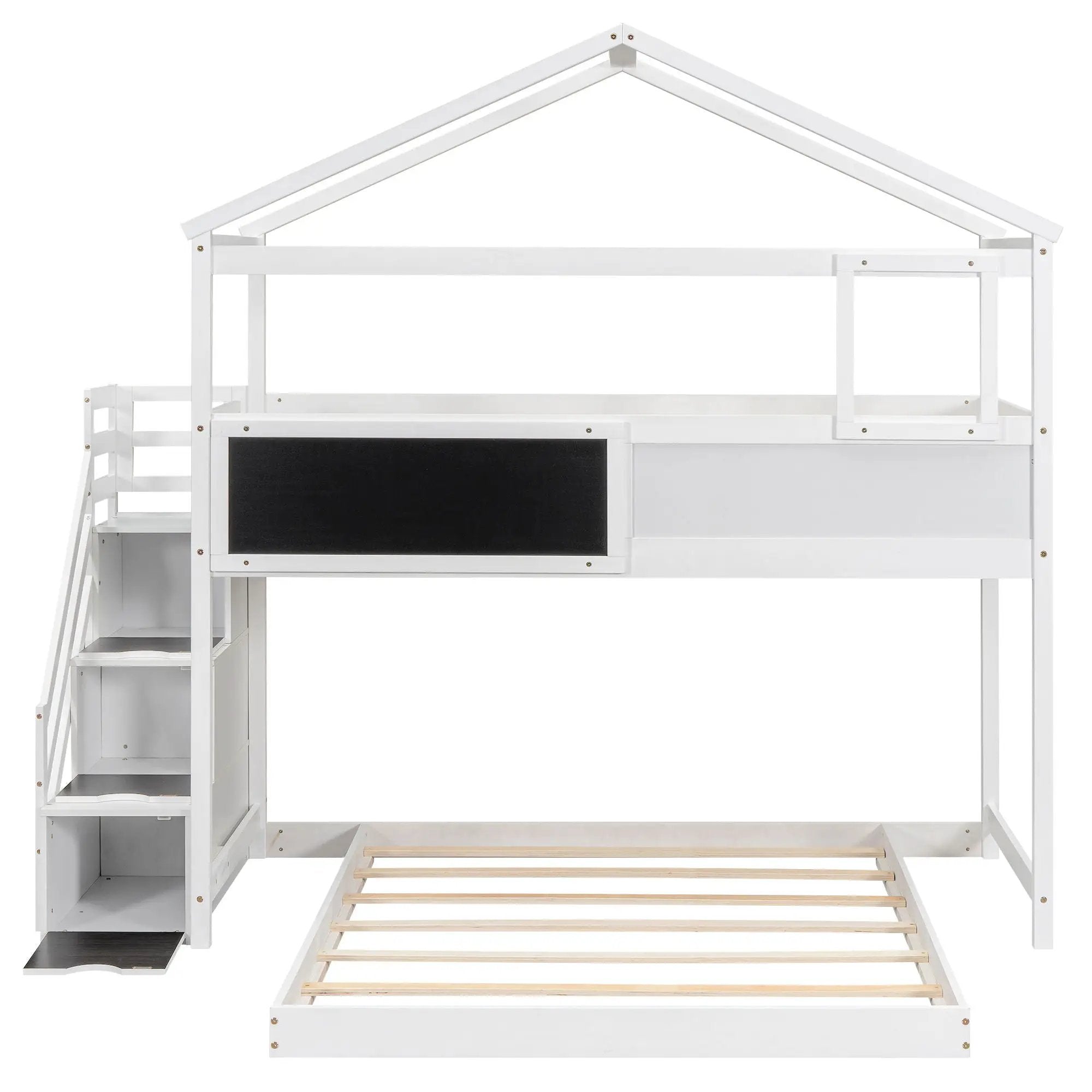 House Style Bunk Bed With Storage Staircase And board by Unique Piece Furniture