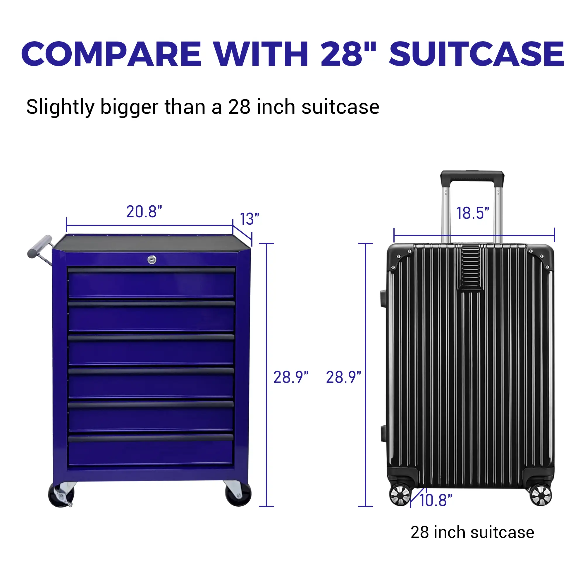 Rolling Metal Tool Chest with 6 Drawers, 20" Cabinet - Purple by HouseOfZazla