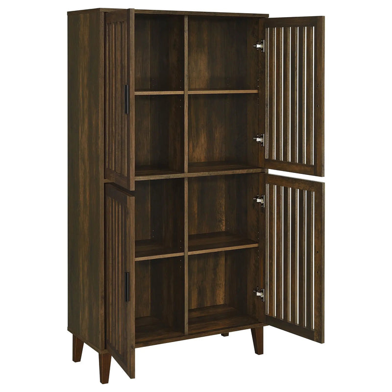 Elouise 4-door Engineered Wood Tall Accent Cabinet Dark Pine by Unique Piece Furniture