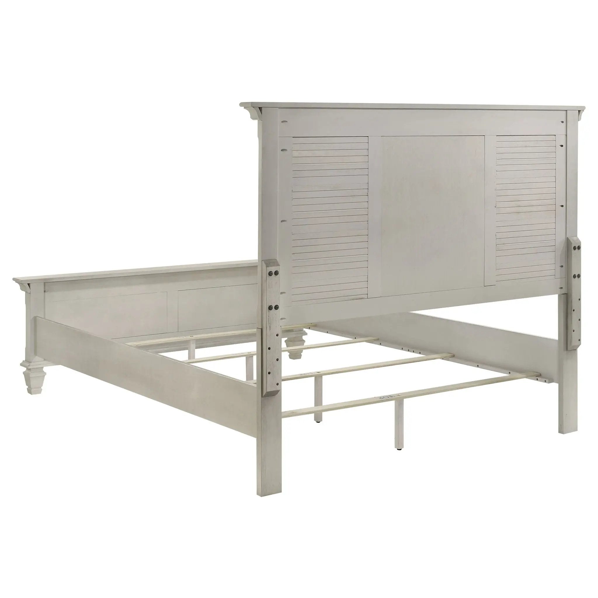 Franco Wood Queen Panel Bed Distressed White by Unique Piece Furniture