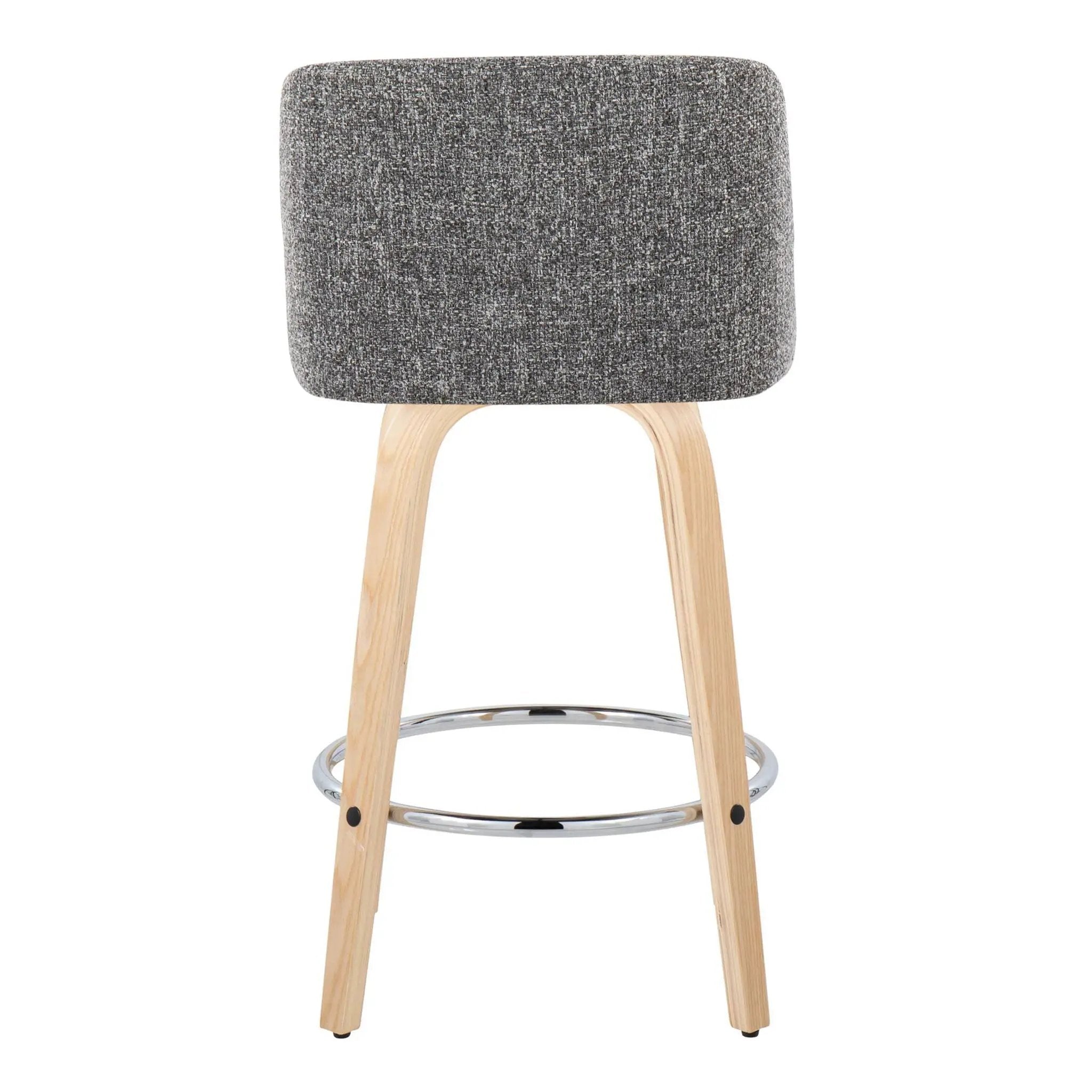 Toriano - Contemporary Fixed-Height Counter Stool With Swivel And Round Footrest (Set of 2) by HouseOfZazla