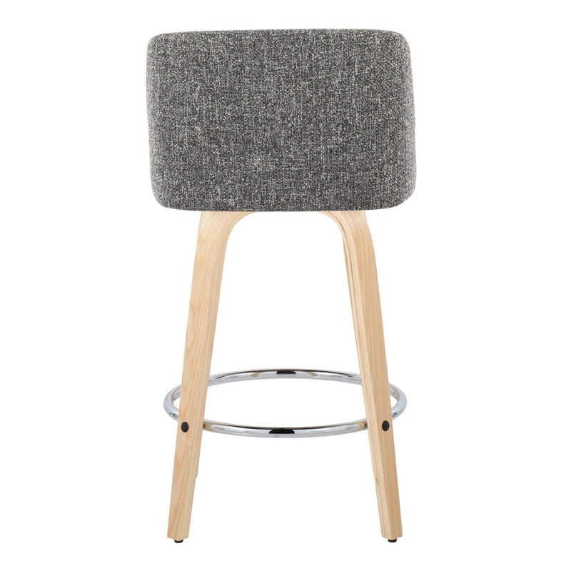 Toriano - Contemporary Fixed-Height Counter Stool With Swivel And Round Footrest (Set of 2) by HouseOfZazla