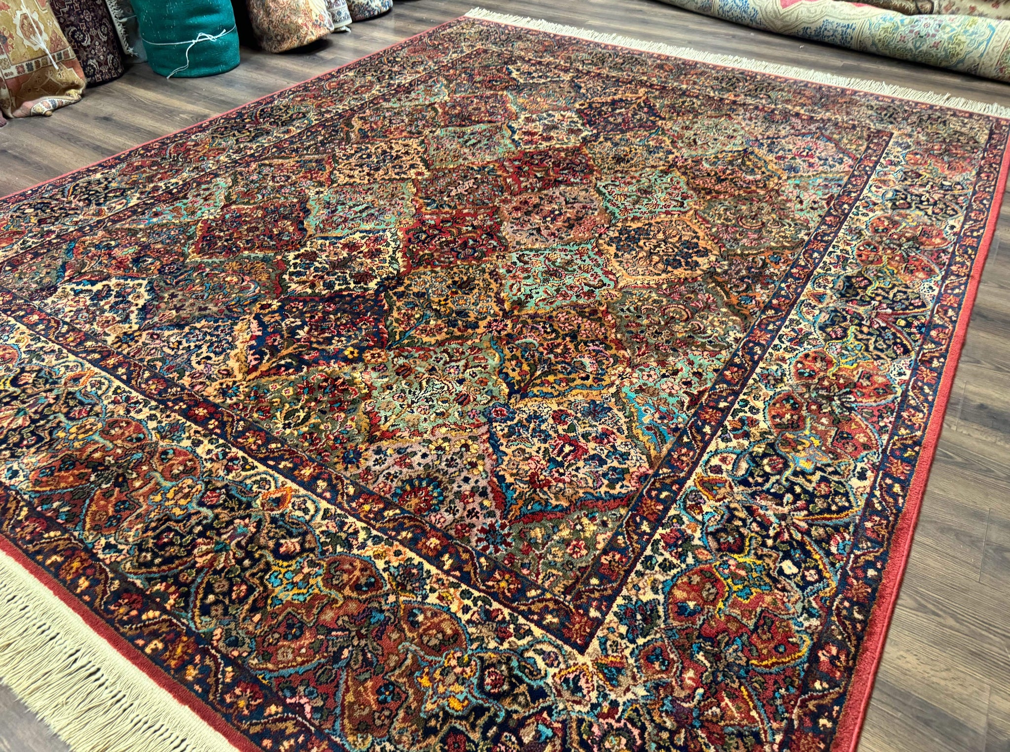 Karastan Rug 8.8 x 10.6, Multicolor Panel Kirman Rug #717, Original 700 Series, Wool by Jewel Rugs