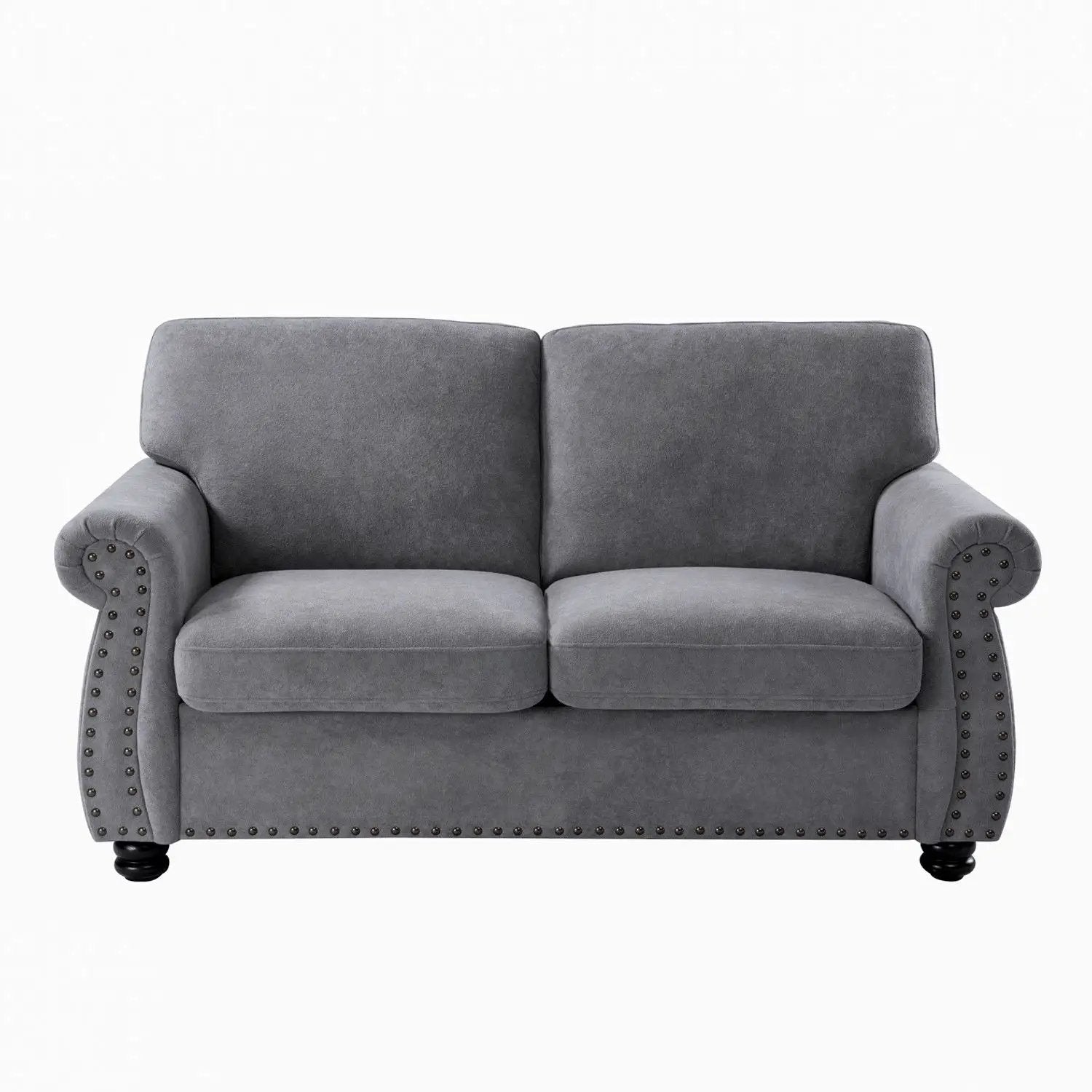 Soft Loveseat, Upholstered 2 Seater Couch, Loose Back Cushions And Turned Legs by HouseOfZazla