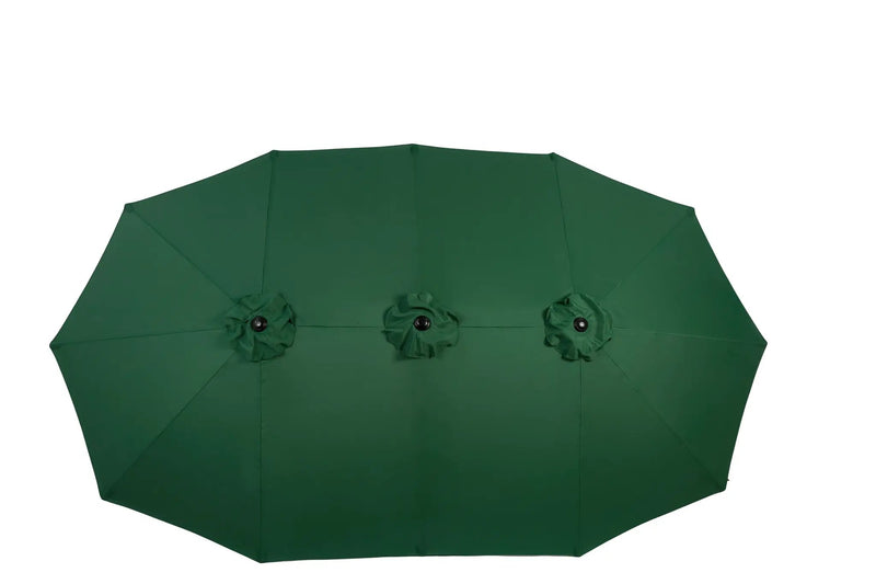 14.8 Ft Double Sided Outdoor Umbrella Rectangular Large with Crank (Dark Green)(No Base) by HouseOfZazla