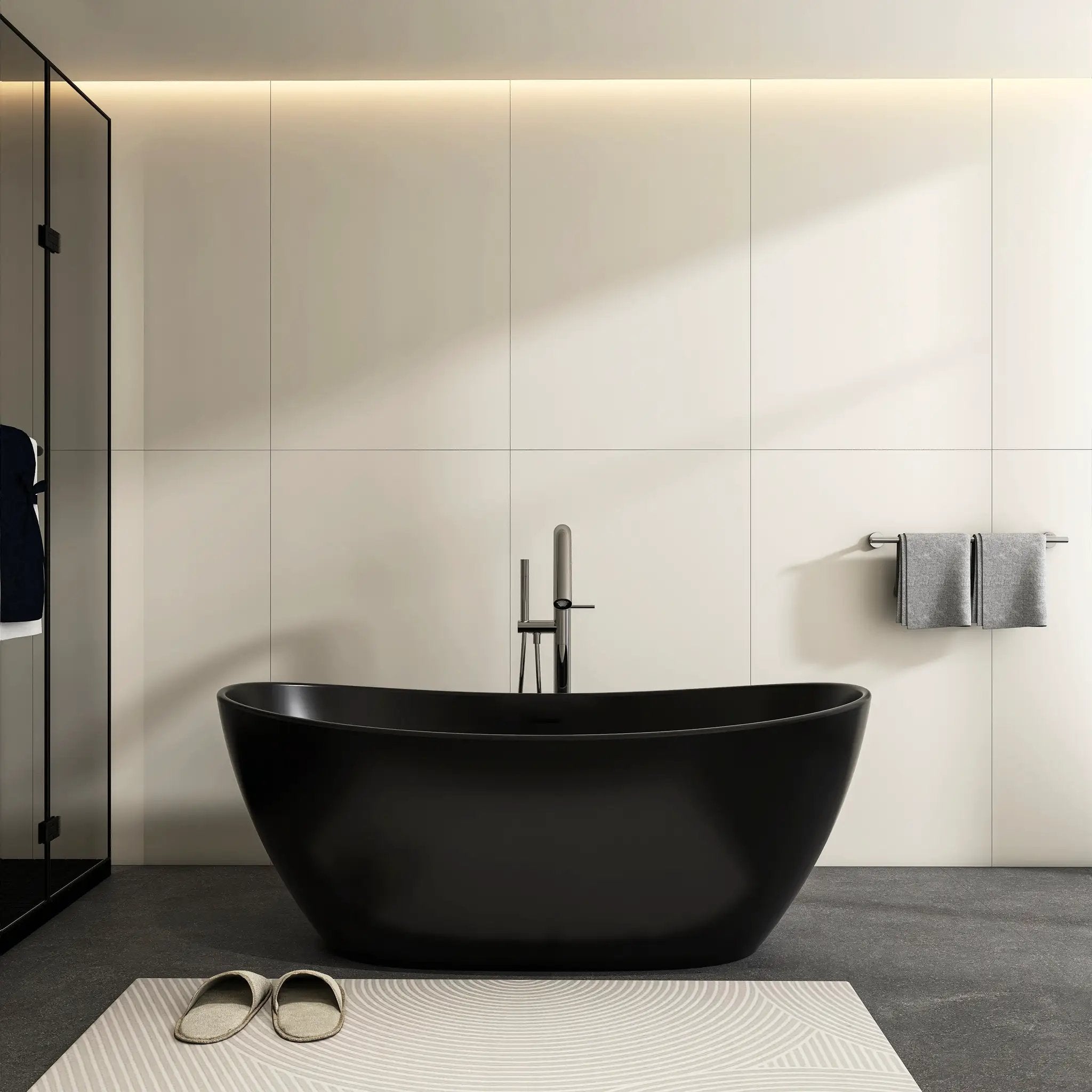 65 Inch Artificial Stone Solid Surface Freestanding Bathroom Bathtub by HouseOfZazla