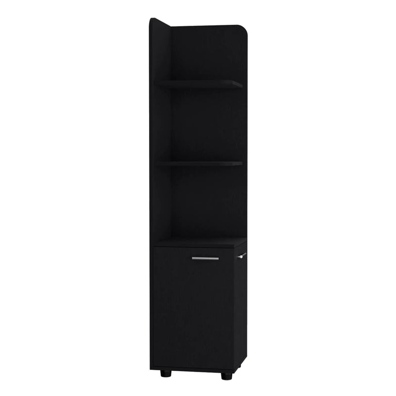 Corner Cabinet Tall With 3 Tier Shelf And 2 Door - Black by HouseOfZazla