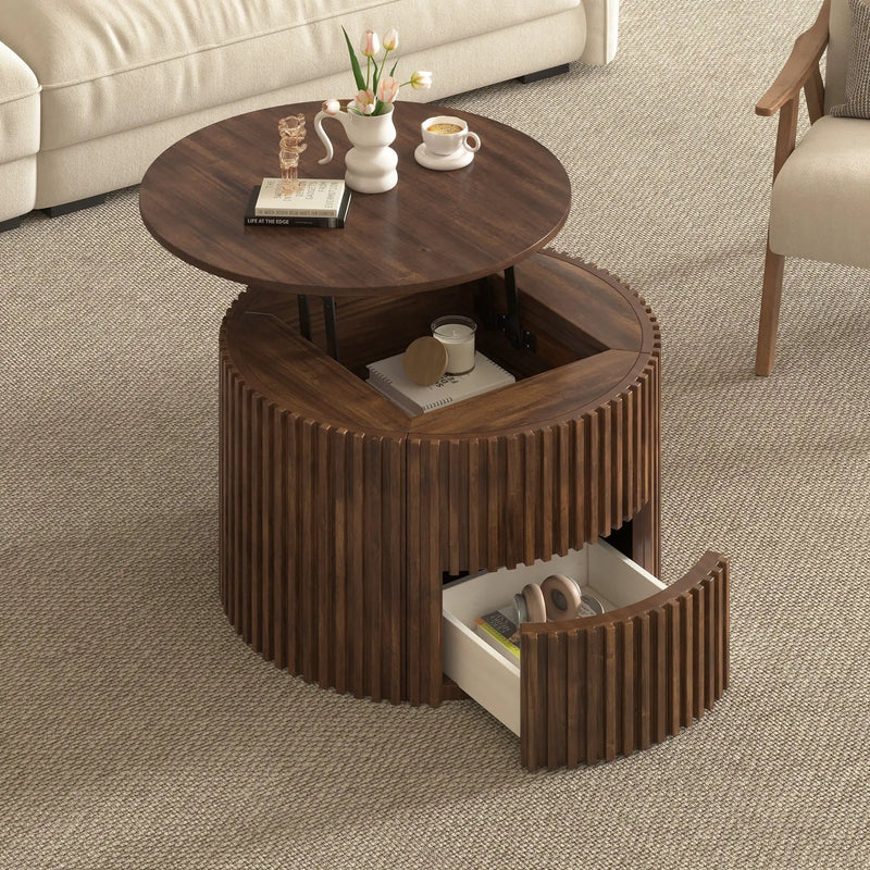Round Lift Top Coffee Table With Hidden Storage For Living Room by HouseOfZazla