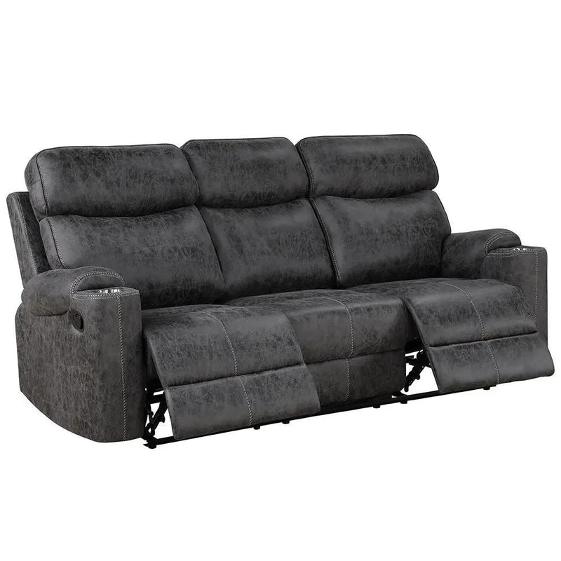 Hirah - Motion Sofa - Dark Gray Polish Microfiber by Unique Piece Furniture