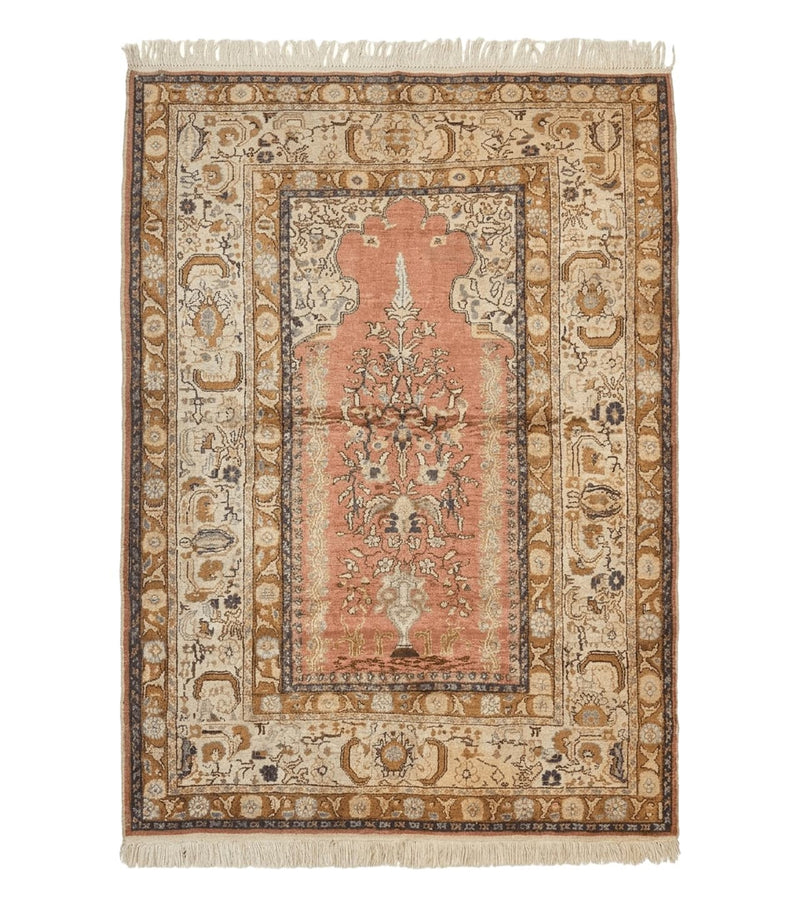 Silk Turkish Kayseri Rug 4x6, Haji Jalili Design, Vintage Rug by Jewel Rugs