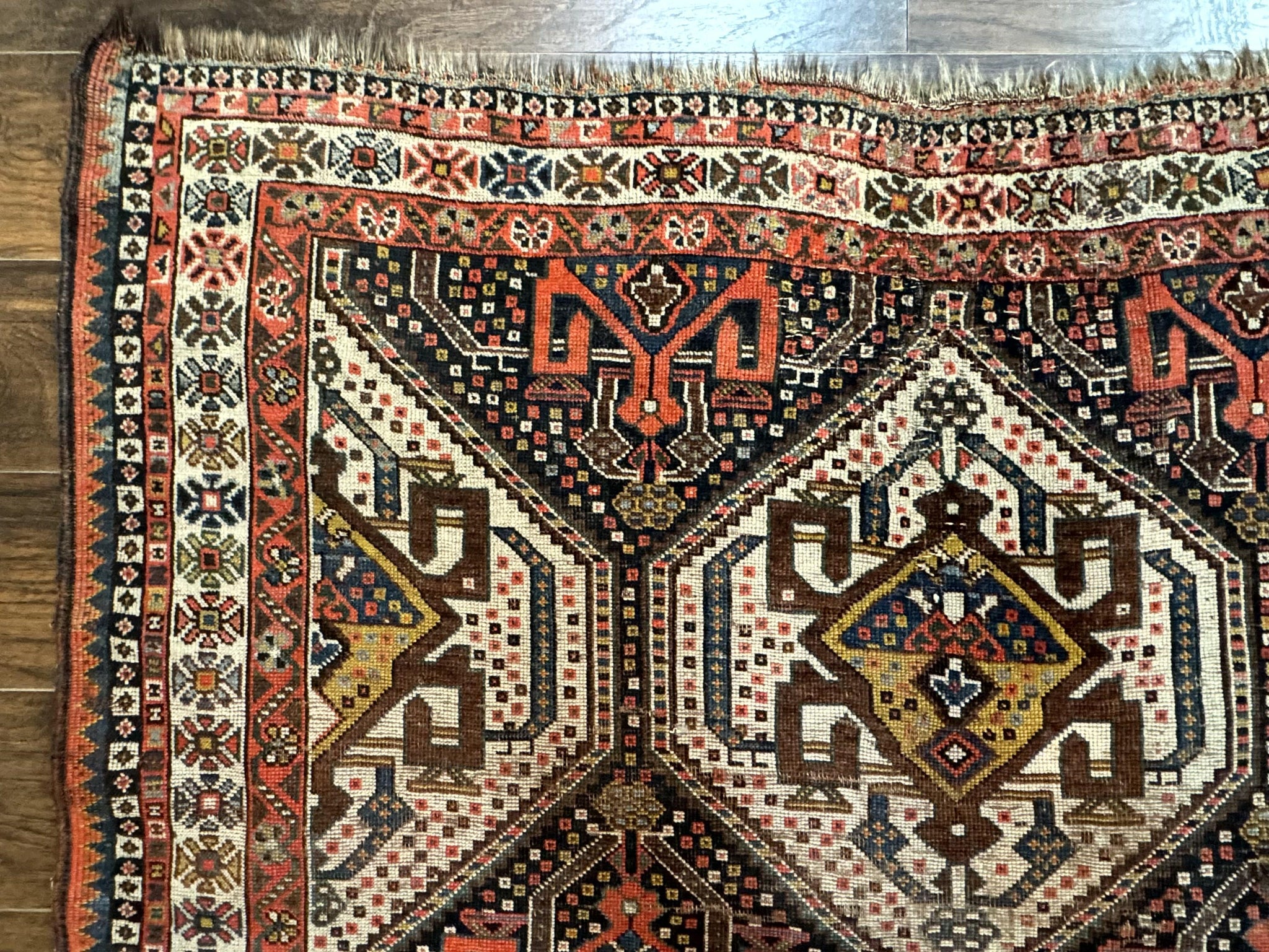 Antique Persian Qashqai Rug 5x8, Persian Tribal Rug, Khamseh Rug by Jewel Rugs