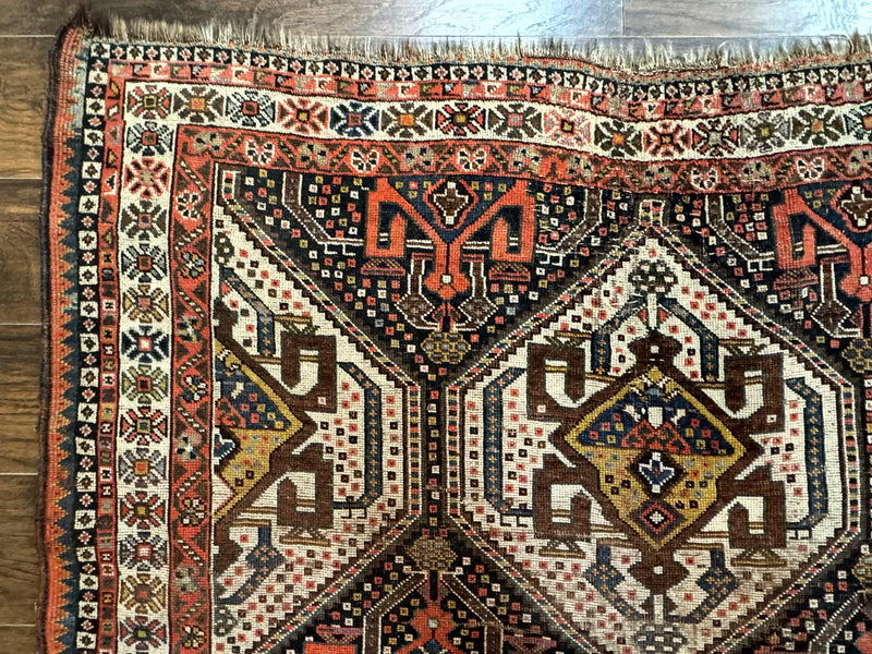Antique Persian Qashqai Rug 5x8, Persian Tribal Rug, Khamseh Rug by Jewel Rugs