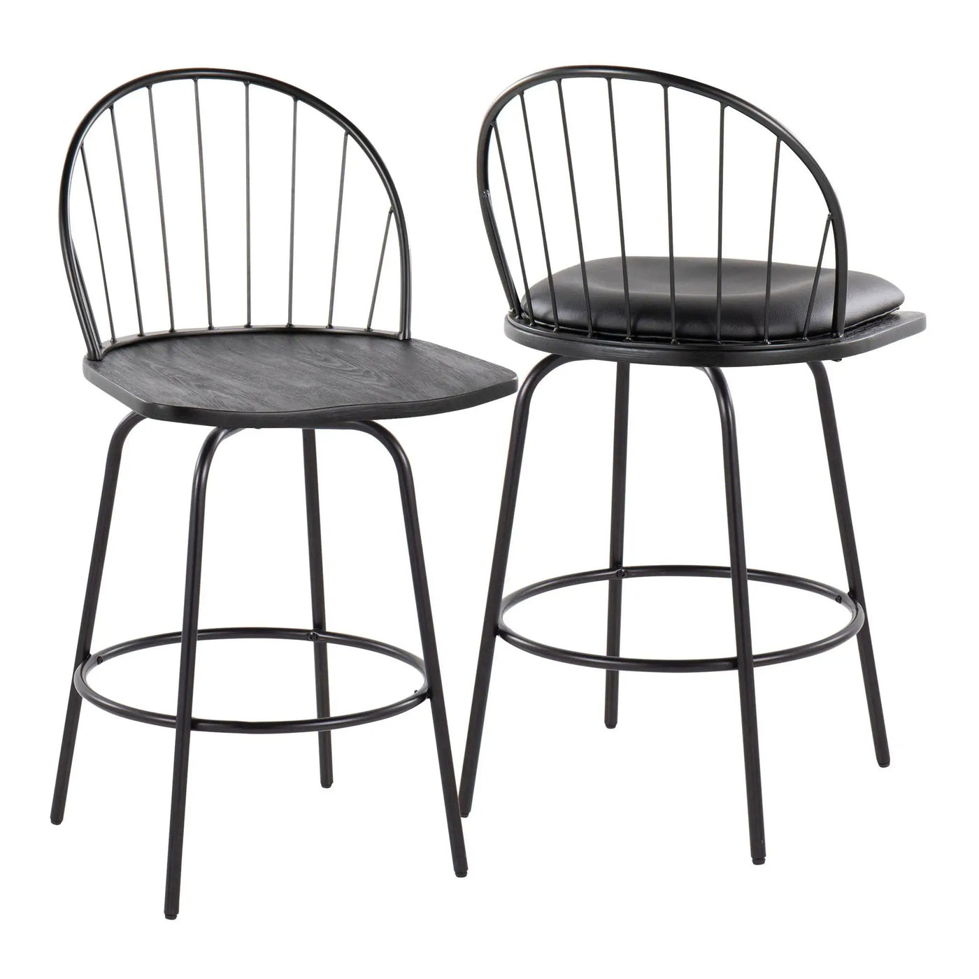 Riley - Claire Farmhouse Fixed Height Counter Stool With Swivel With Round Footrest (Set of 2) by HouseOfZazla