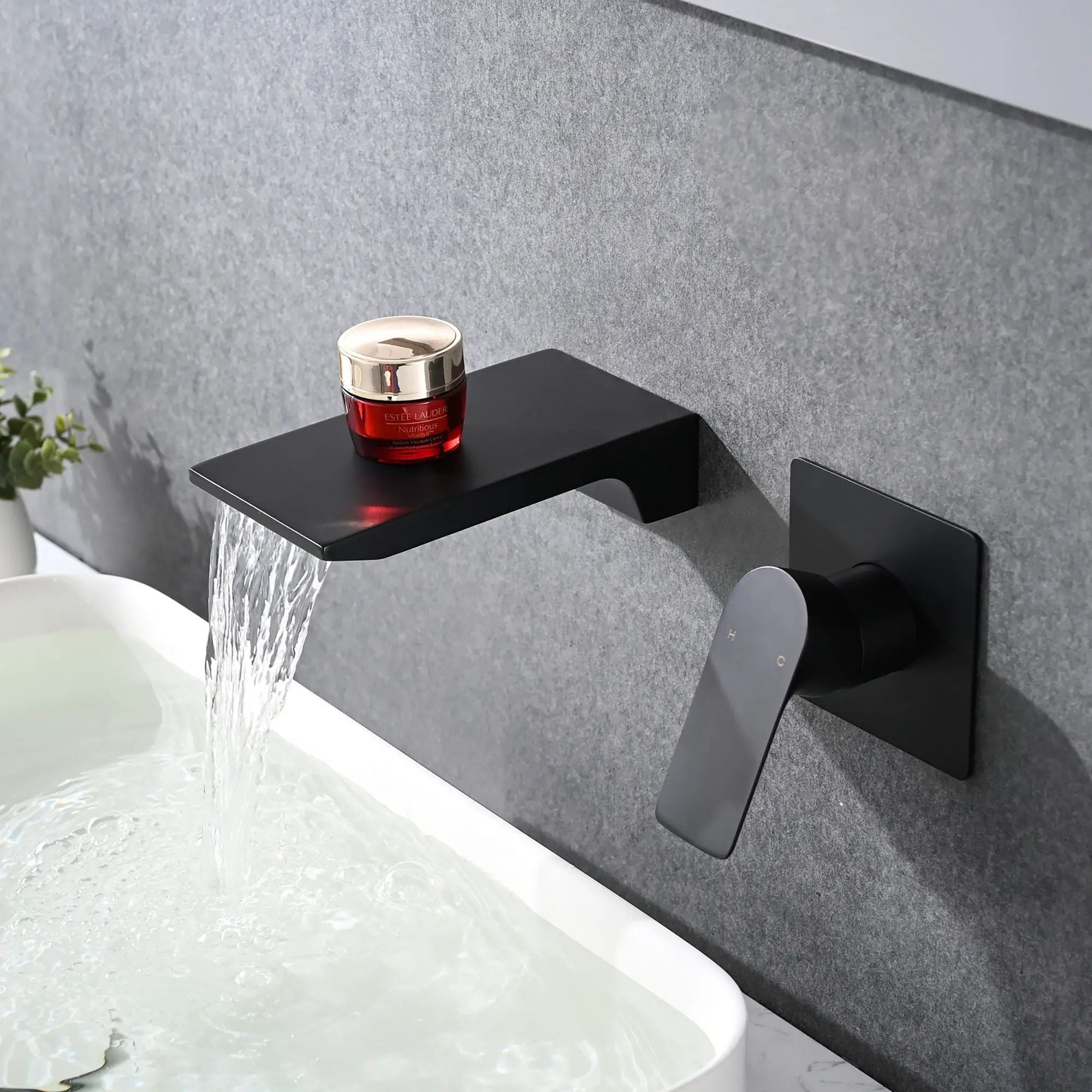 Modern Wall Mount Bathroom Sink Faucet With Waterfall Spout by HouseOfZazla