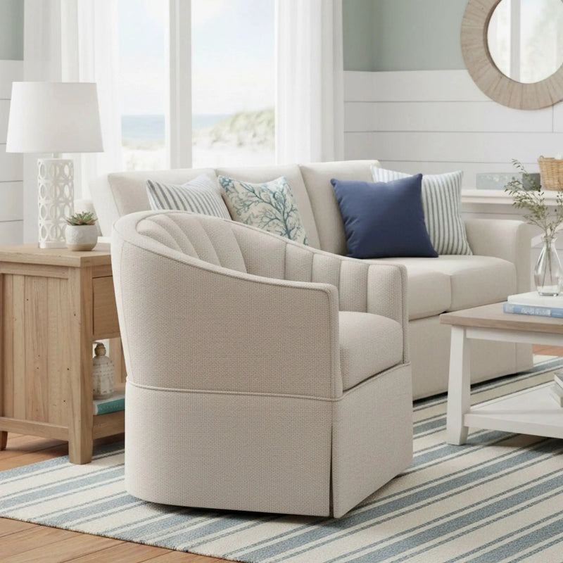 Solitude - Skirted Swivel Accent Chair With Hemp Like by HouseOfZazla
