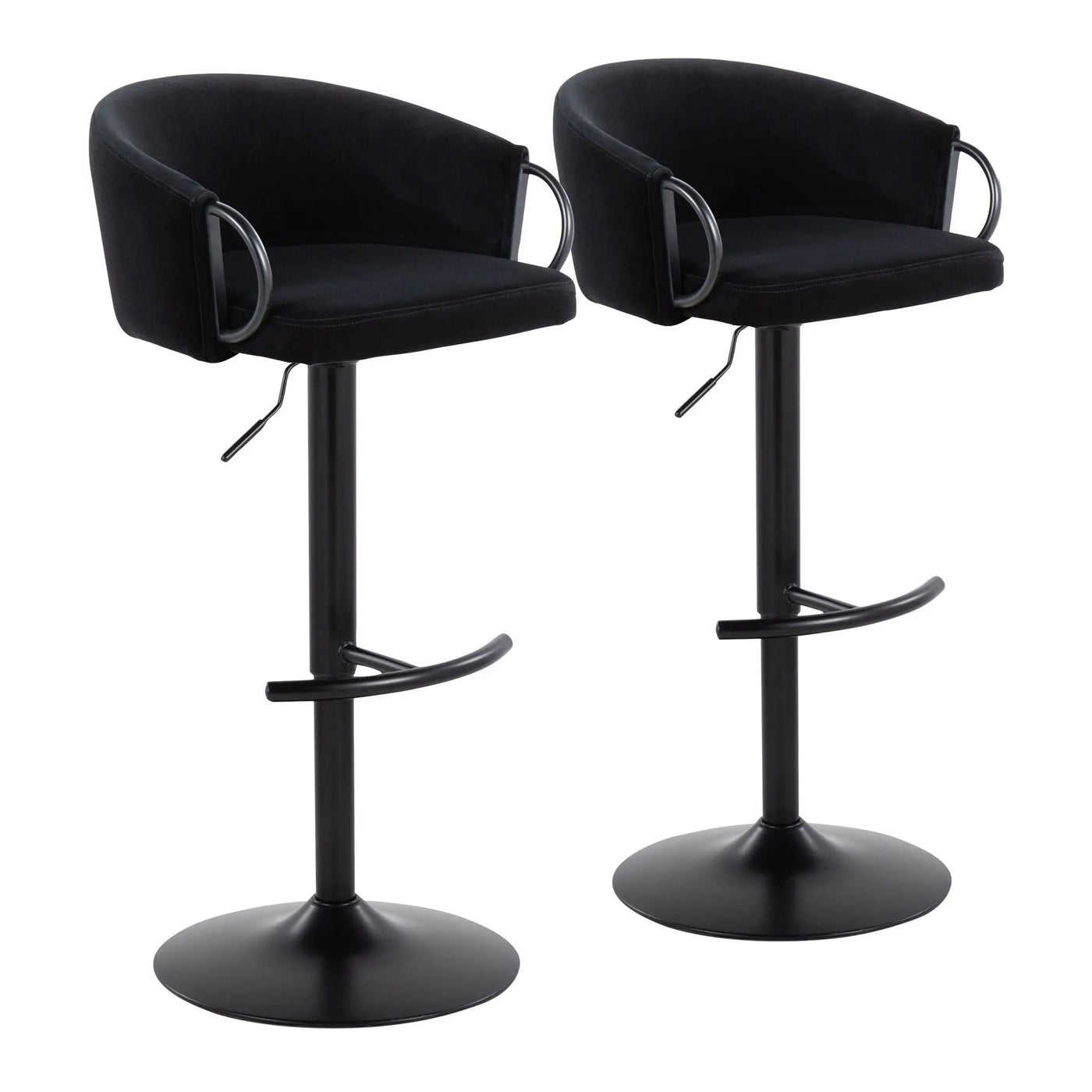 Claire - Contemporary Adjustable Barstool With Swivel With Rounded T Footrest (Set of 2) by HouseOfZazla