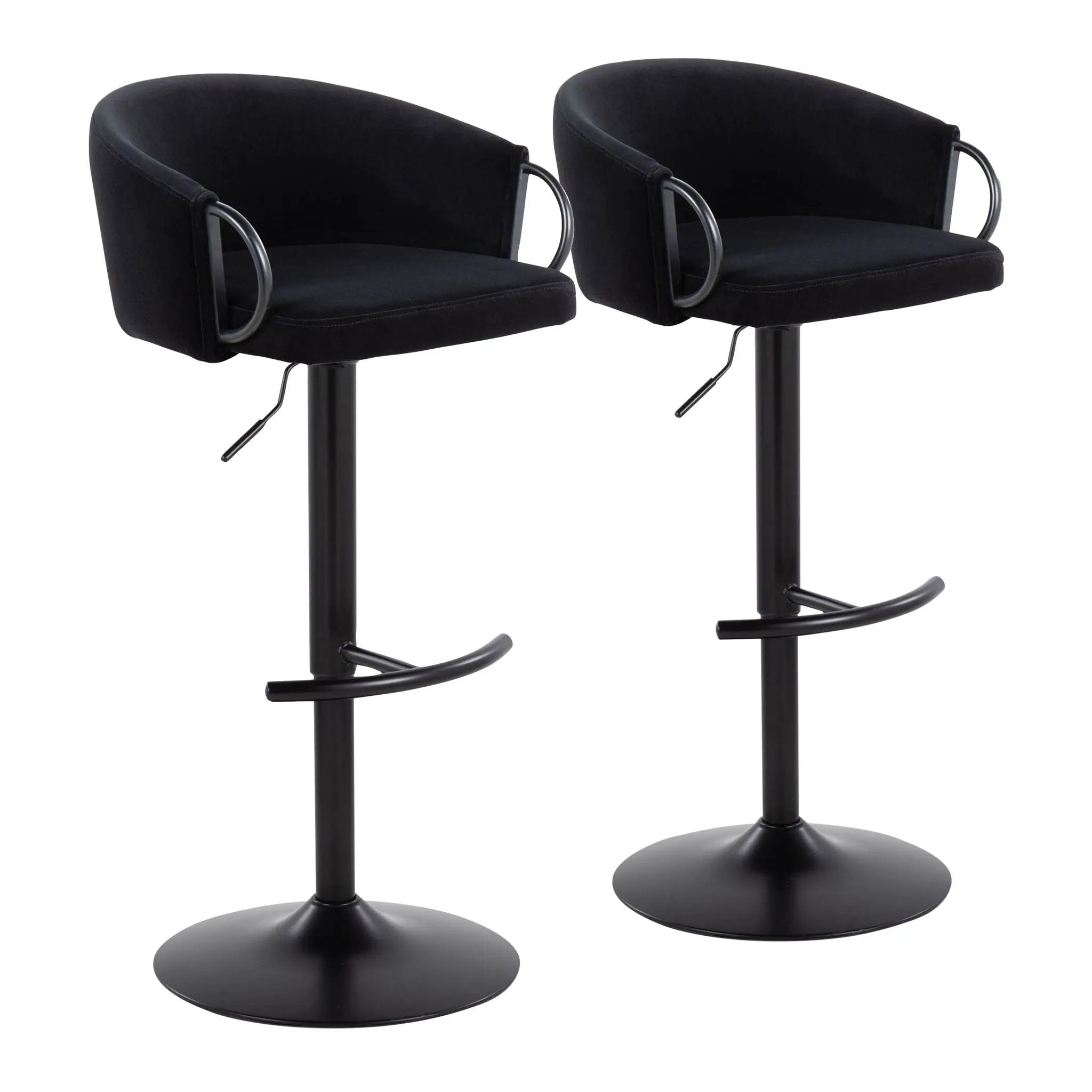 Claire - Contemporary Adjustable Barstool With Swivel With Rounded T Footrest (Set of 2) by HouseOfZazla