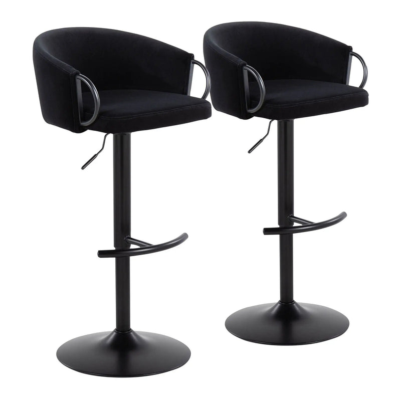 Claire - Contemporary Adjustable Barstool With Swivel With Rounded T Footrest (Set of 2) by HouseOfZazla