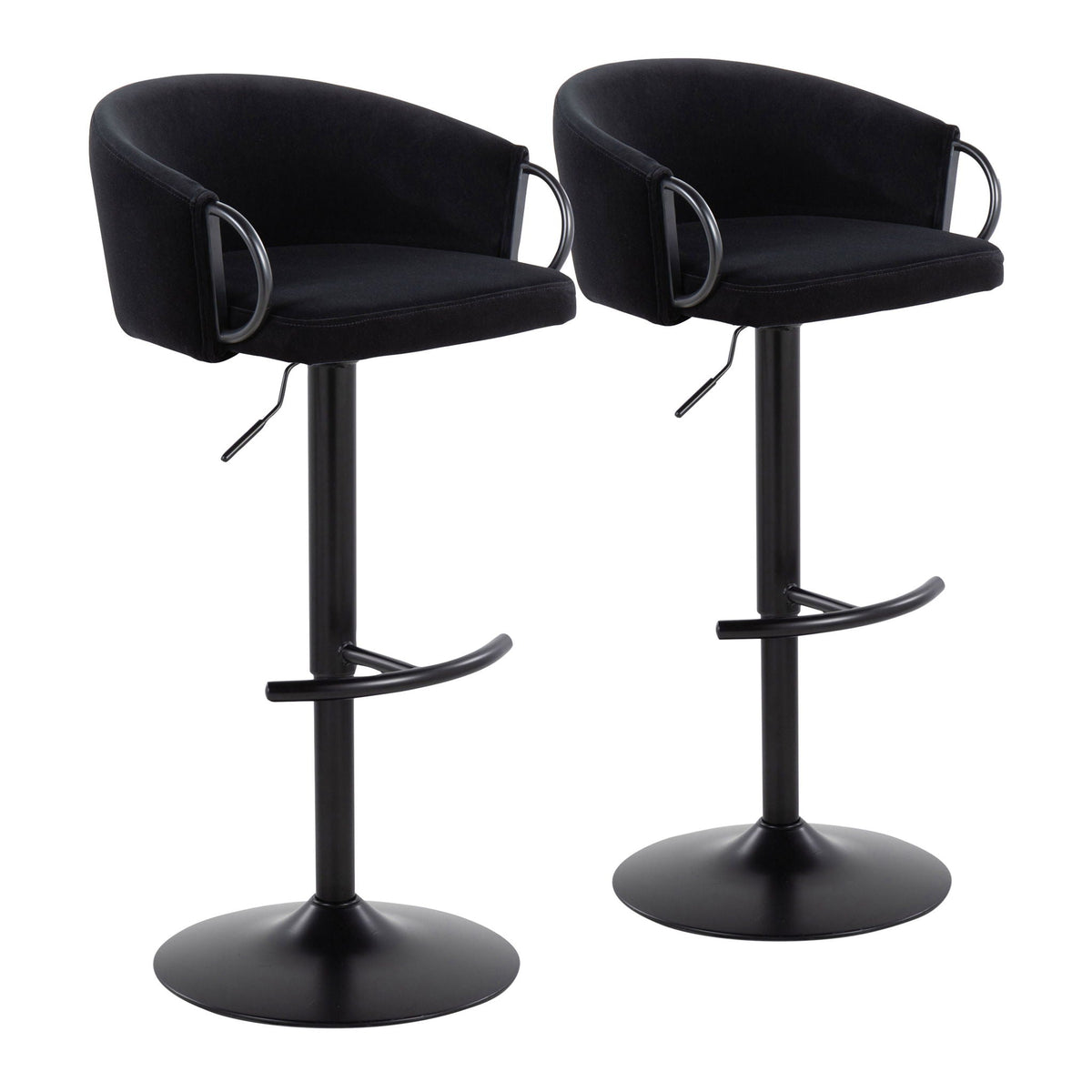 Adjustable Swivel Barstool Set with Rounded T Footrest - Multiple Colors