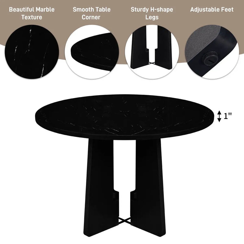 5 Piece Round Dining Table Set, Modern Table And 4 Upholstered Chairs For Dining Room by Unique Piece Furniture