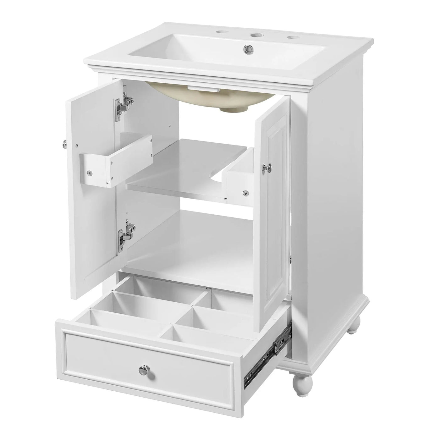 Modern Bathroom Vanity With Sink, Cabinet With Drawer And Dividers, Rectangular Storage Unit by HouseOfZazla
